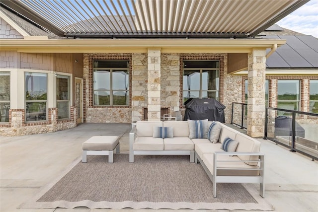 view of patio with an outdoor hangout area and area for grilling