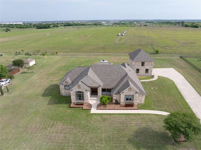 bird's eye view with a rural view