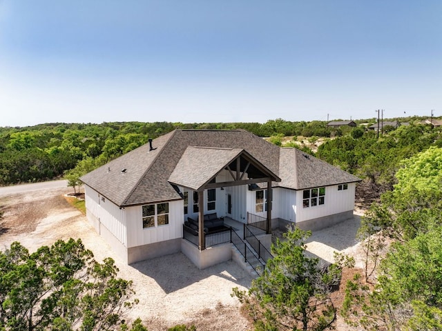 347 Stars And Stripes, Fischer, TX 78623 - modern farmhouse featuring roof with shingles and covered porch