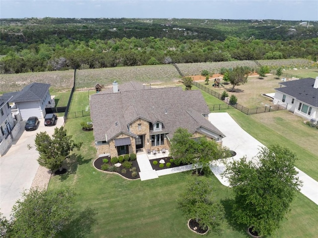 2325 High Lonesome, Leander, TX 78641 - aerial view of property and surrounding area featuring a heavily wooded area