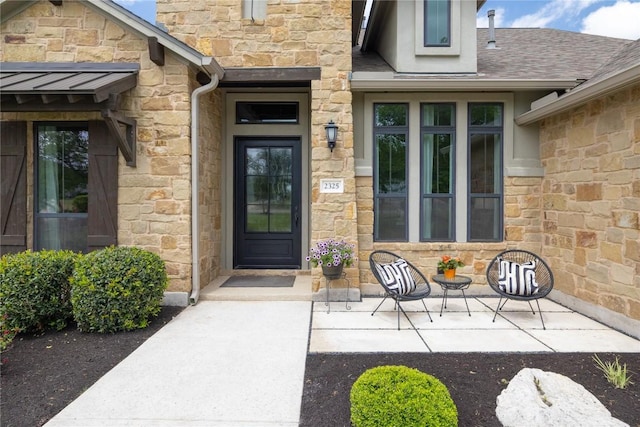 2325 High Lonesome, Leander, TX 78641 - property entrance featuring stone siding