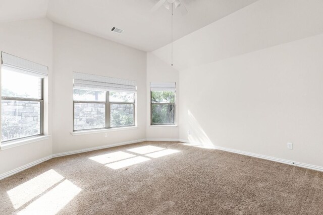 217 Monahans Dr, Georgetown, TX 78628 - carpeted spare room featuring vaulted ceiling and ceiling fan