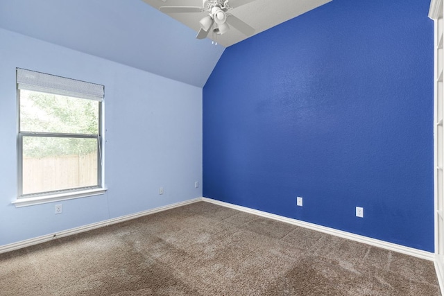 217 Monahans Dr, Georgetown, TX 78628 - spare room featuring ceiling fan, carpet flooring, and vaulted ceiling