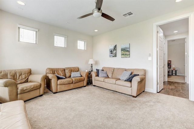 2560 Square Nail Cv, Leander, TX 78641 - carpeted living room with ceiling fan and recessed lighting