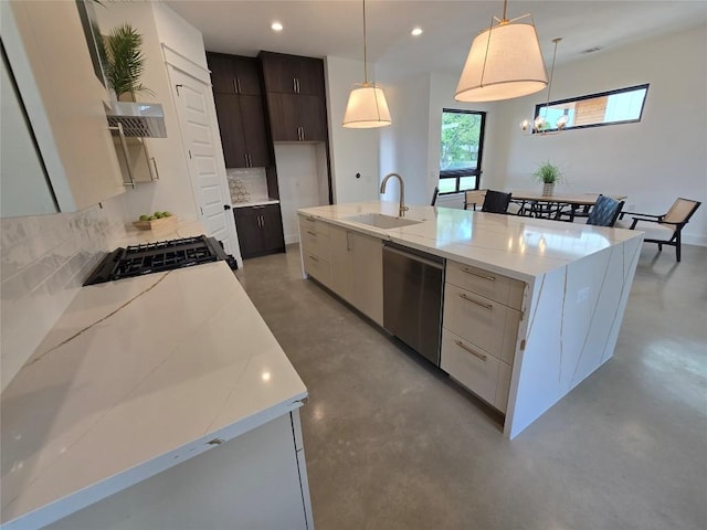 5303 Grover Ave Unit 1, Austin, TX 78756 - kitchen featuring dishwasher, concrete floors, backsplash, modern cabinets, and recessed lighting