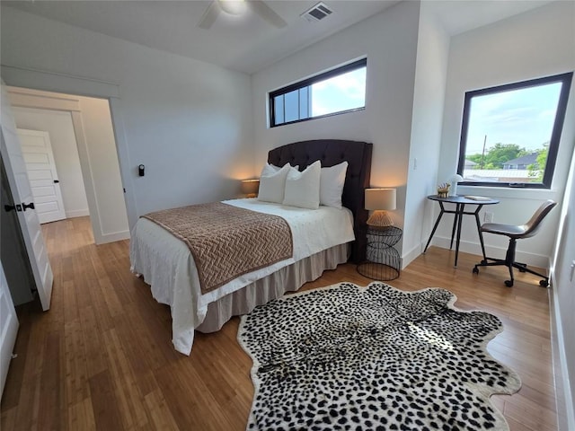 5303 Grover Ave Unit 1, Austin, TX 78756 - bedroom with wood finished floors and a ceiling fan