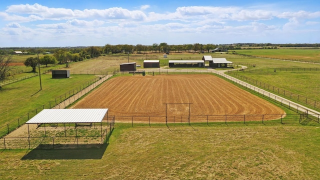 bird's eye view with a rural view