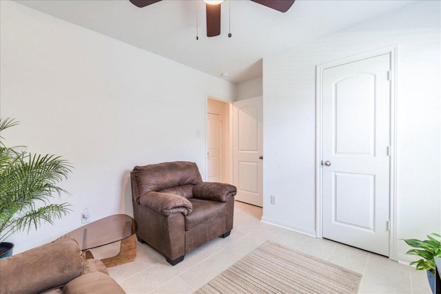 17216 Farmhouse Ln, Elgin, TX 78621 - sitting room featuring a ceiling fan and light tile patterned flooring