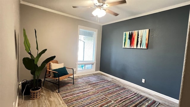 4807 Gerona Dr, Austin, TX 78759 - sitting room with wood finished floors, a ceiling fan, and crown molding