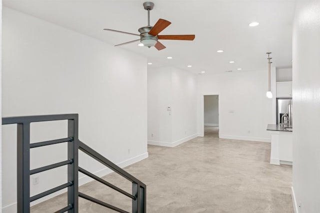 2011 Haskell St Unit A, Austin, TX 78702 - empty room featuring a ceiling fan, baseboards, and recessed lighting