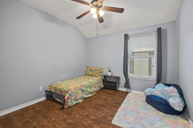 1416 Muddy Waters Dr, Pflugerville, TX 78660 - bedroom featuring vaulted ceiling, wood finished floors, and a ceiling fan