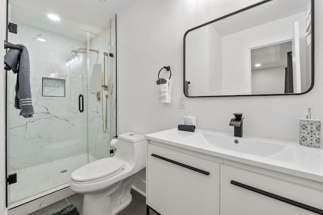 5800 Marilyn Dr, Austin, TX 78757 - bathroom with vanity and a marble finish shower