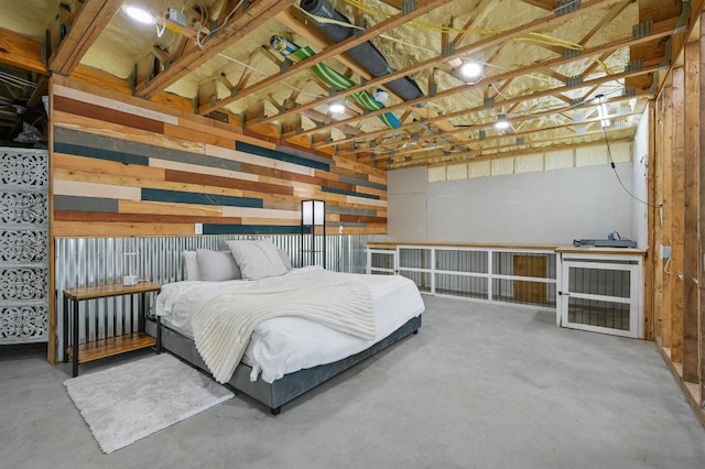 bedroom with concrete flooring