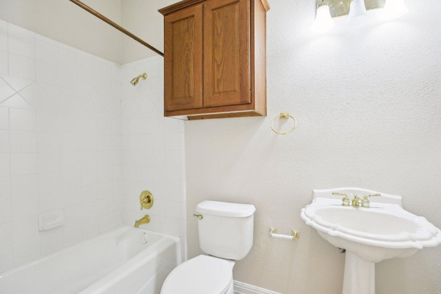 10120 Treasure Island Dr, Austin, TX 78730 - full bathroom with toilet, bathing tub / shower combination, and baseboards