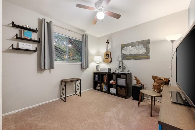 12511 Tree Line Dr, Austin, TX 78729 - misc room featuring a ceiling fan, carpet floors, and baseboards