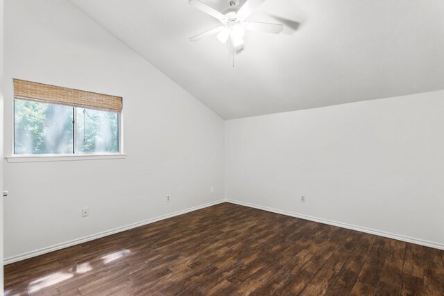 11525 Spring Hill Dr, Austin, TX 78753 - bonus room with lofted ceiling, ceiling fan, wood finished floors, and baseboards