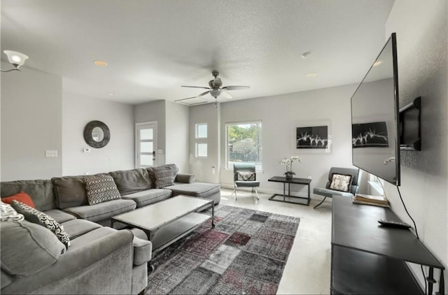 1302 E 3rd St, Austin, TX 78702 - living room featuring ceiling fan