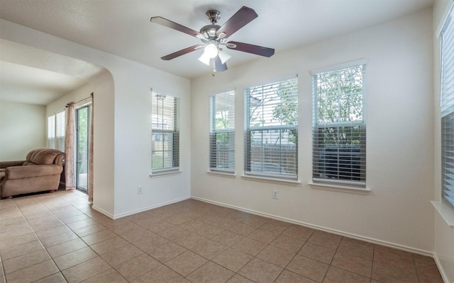 504 Dark Tree Ln, Round Rock, TX 78664 - spare room featuring ceiling fan and light tile patterned floors