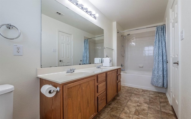 504 Dark Tree Ln, Round Rock, TX 78664 - full bath with double vanity and shower / bath combo with shower curtain