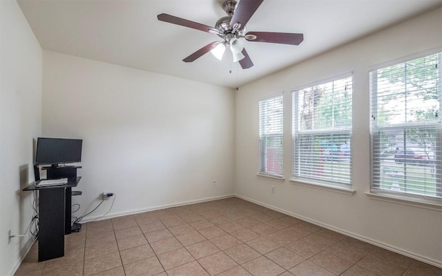504 Dark Tree Ln, Round Rock, TX 78664 - unfurnished room featuring healthy amount of natural light, ceiling fan, and light tile patterned floors