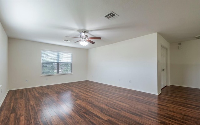 504 Dark Tree Ln, Round Rock, TX 78664 - empty room with ceiling fan and dark wood-type flooring