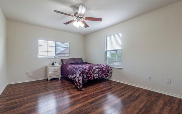 504 Dark Tree Ln, Round Rock, TX 78664 - bedroom featuring wood finished floors and a ceiling fan