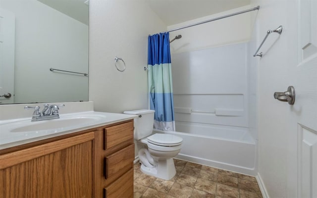 504 Dark Tree Ln, Round Rock, TX 78664 - full bathroom featuring vanity, shower / tub combo, and stone finish floors