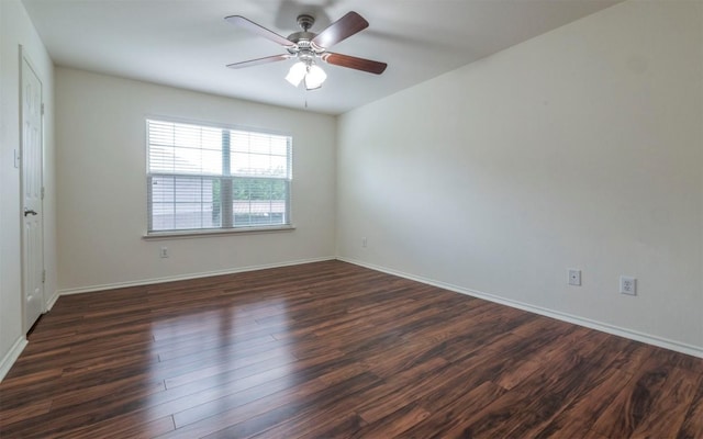 504 Dark Tree Ln, Round Rock, TX 78664 - empty room with ceiling fan and dark wood-style floors
