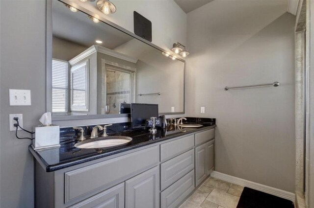 1621 Enfield Rd Unit B, Austin, TX 78703 - bathroom with double vanity and a shower