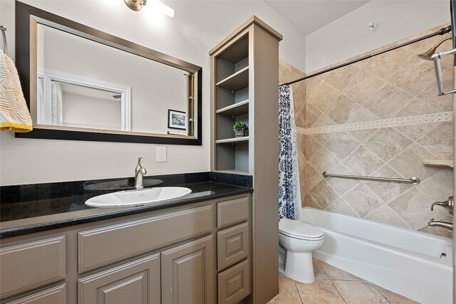 1621 Enfield Rd Unit B, Austin, TX 78703 - full bath with shower / bath combination with curtain, vanity, and tile patterned flooring