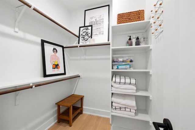spacious closet with wood finished floors
