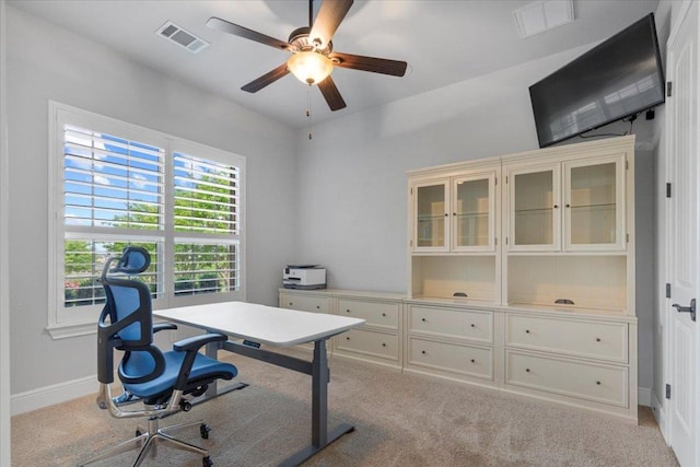 205 Bisset Ct, Austin, TX 78738 - home office featuring ceiling fan and carpet floors