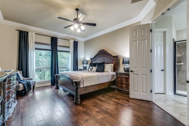 29047 Hobblebush, San Antonio, TX 78260 - bedroom with crown molding, wood finished floors, and a ceiling fan