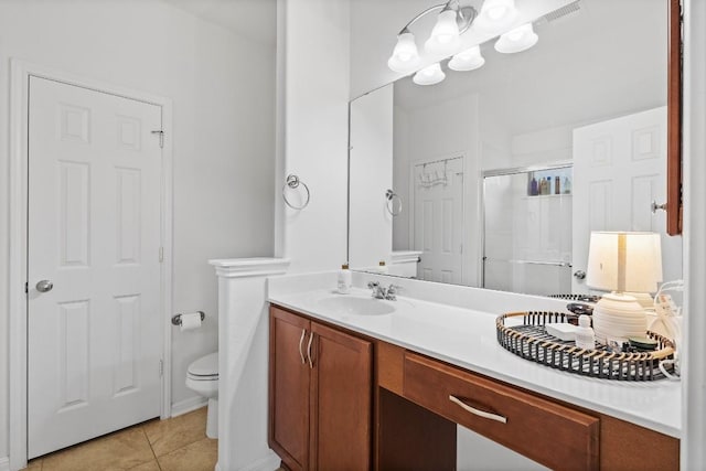 19000 Obed River Dr, Pflugerville, TX 78660 - full bath with vanity, tile patterned flooring, and a shower with shower door