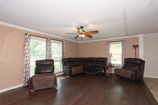 1212 Lake Terrace Dr, Elgin, TX 78621 - living room featuring plenty of natural light, hardwood / wood-style flooring, and ceiling fan