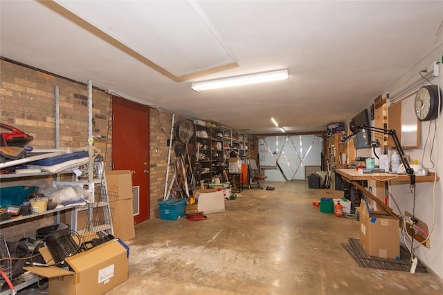 1212 Lake Terrace Dr, Elgin, TX 78621 - basement featuring brick wall