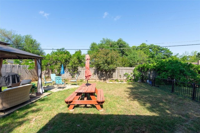 1212 Lake Terrace Dr, Elgin, TX 78621 - view of yard featuring a gazebo and a fenced backyard
