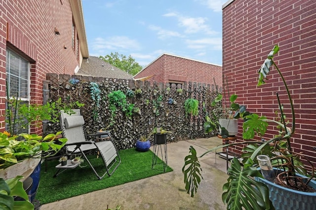view of yard featuring a fenced backyard and a patio area
