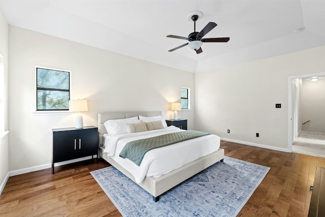 3614 Serena Woods Ct, Austin, TX 78759 - bedroom featuring ceiling fan, baseboards, and wood finished floors