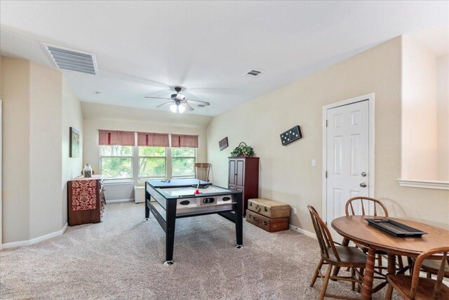 719 Walsh Hill Trl, Cedar Park, TX 78613 - game room featuring ceiling fan, light carpet, and baseboards
