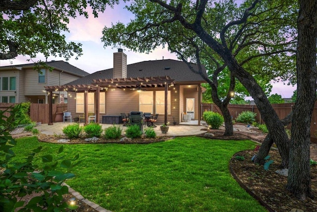 719 Walsh Hill Trl, Cedar Park, TX 78613 - back of property with a pergola, a patio area, a chimney, and cooling unit