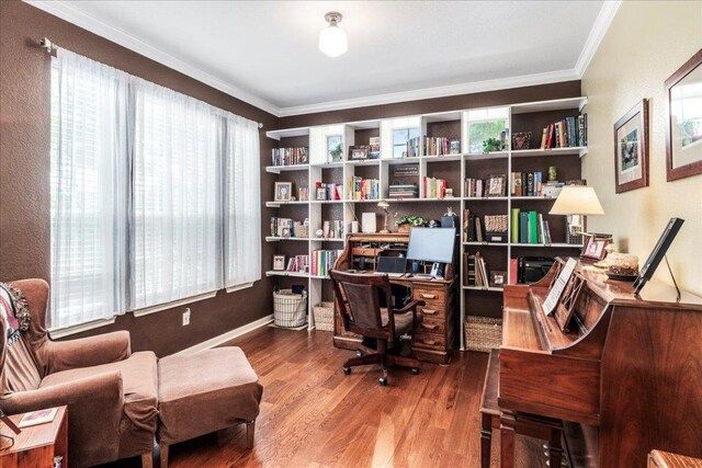 719 Walsh Hill Trl, Cedar Park, TX 78613 - office with healthy amount of natural light, wood finished floors, and ornamental molding