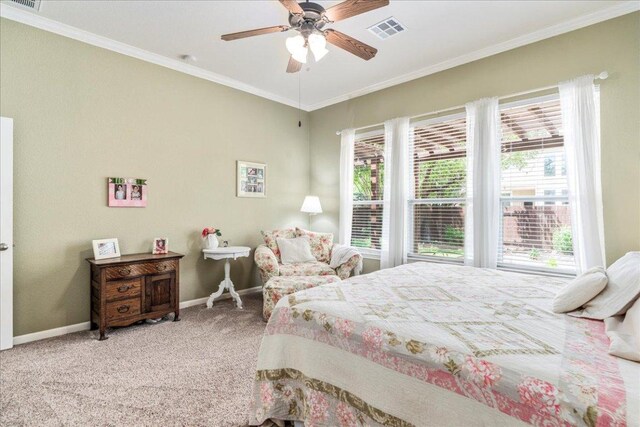 719 Walsh Hill Trl, Cedar Park, TX 78613 - bedroom featuring baseboards, carpet floors, crown molding, and ceiling fan
