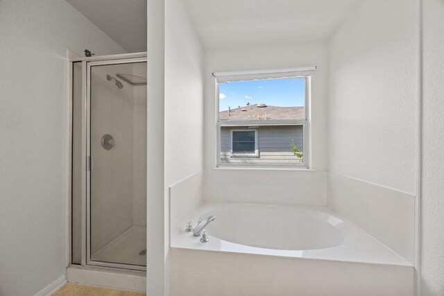1444 Newbury St, Georgetown, TX 78626 - bathroom featuring a shower stall and a garden tub
