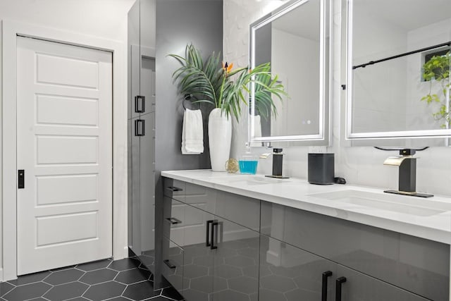 6002 Ponca St Unit 1, Austin, TX 78741 - full bath with double vanity and tile patterned floors