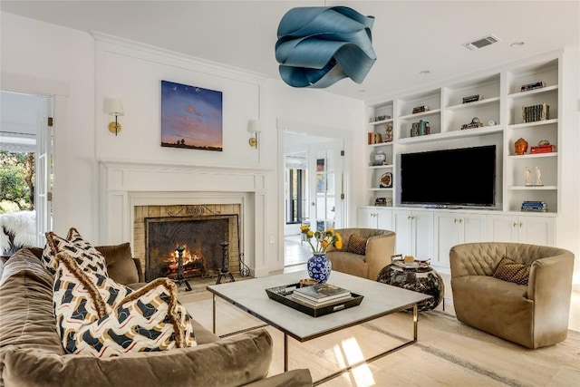 1004 Gaston Ave, Austin, TX 78703 - living room with a premium fireplace and built in shelves