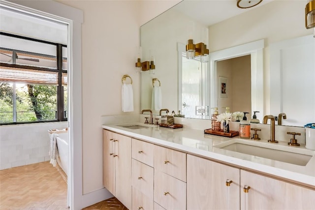 1004 Gaston Ave, Austin, TX 78703 - full bathroom featuring double vanity and a bath