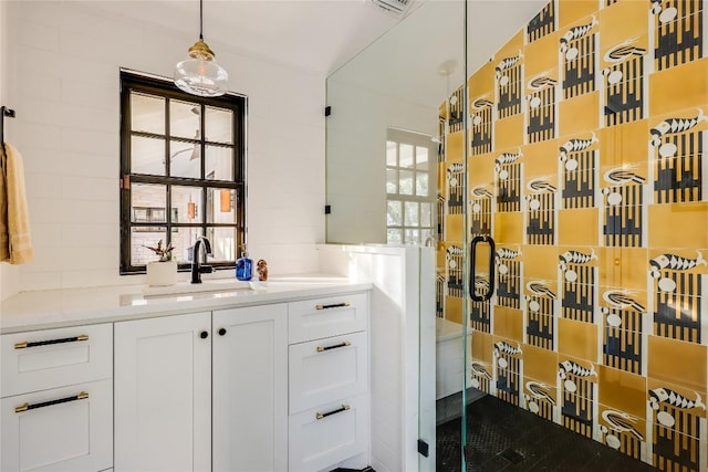 1004 Gaston Ave, Austin, TX 78703 - full bathroom with vanity and a stall shower