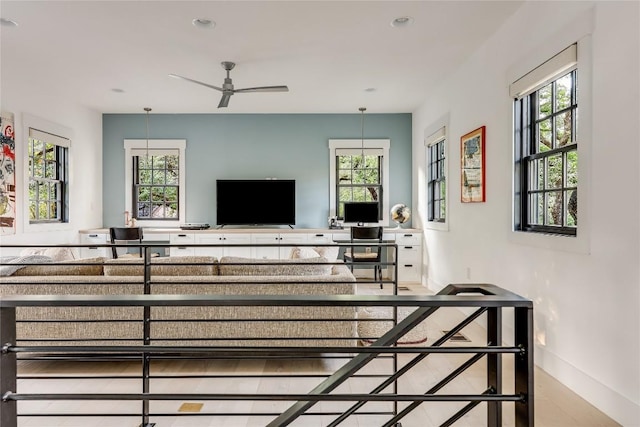 1004 Gaston Ave, Austin, TX 78703 - living area with baseboards, healthy amount of natural light, ceiling fan, and recessed lighting