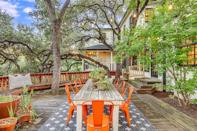 1004 Gaston Ave, Austin, TX 78703 - wooden deck with outdoor dining area